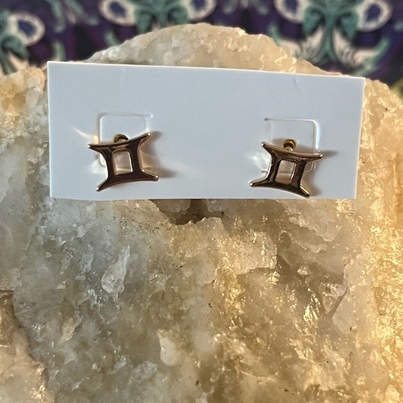 Gold Gemini Zodiac Astrology Sign Post Earrings -Small Boho Glam Chic Gift -New - Picture 3 of 15